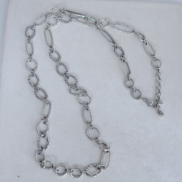 Brighton Pebble Long Chain Necklace Oval Round Links 36-38" Adjustable Lobster - Picture 1 of 4